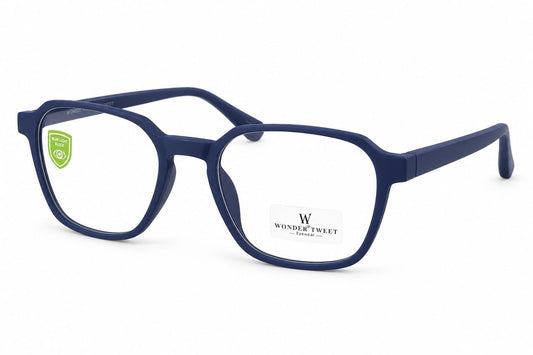 Wonder Tweet Premium Navy Blue Square Blue Light Blocking Eyeglasses